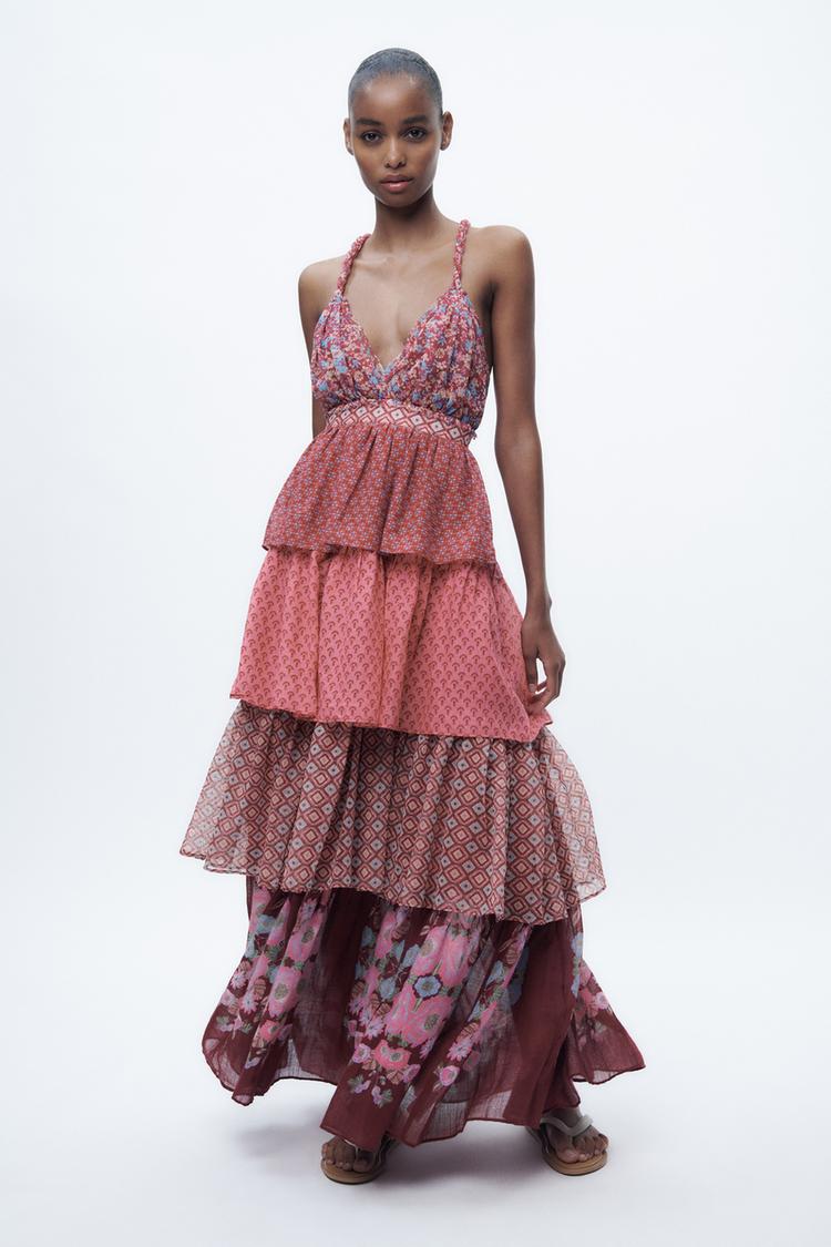 PRINTED DRESS WITH FRILLS