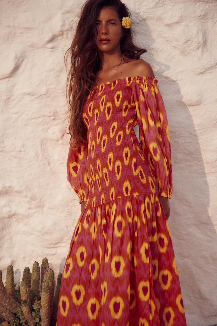 PRINTED MIDI DRESS