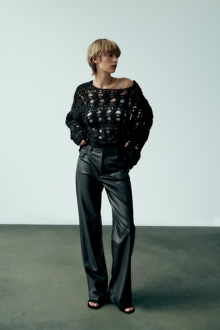 FAUX LEATHER STOVE PIPE PANTS