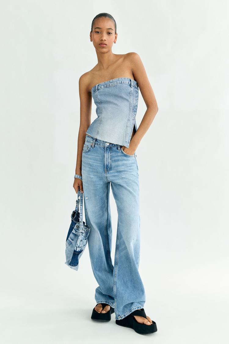 DENIM TRF CORSETRY-INSPIRED TOP