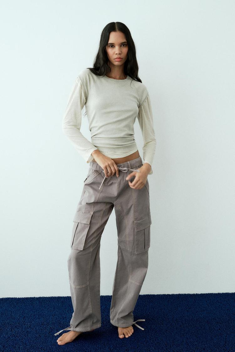 TRF CARGO TOPSTITCHED TROUSERS