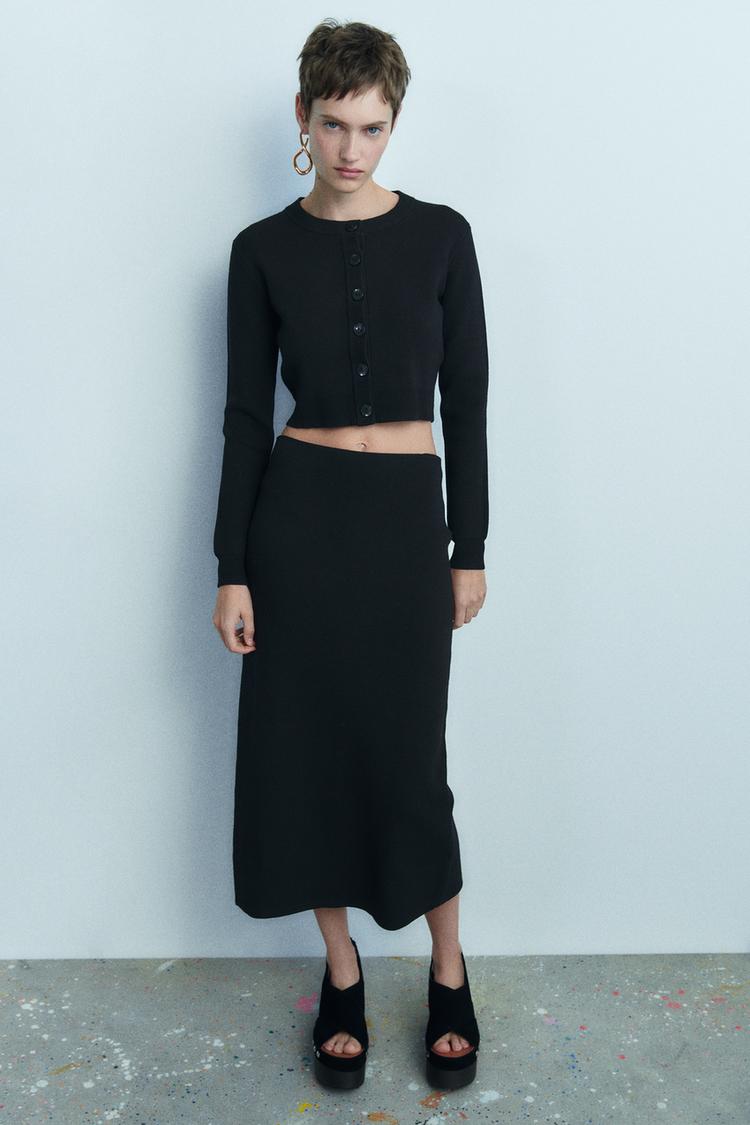 KNIT MIDI SKIRT