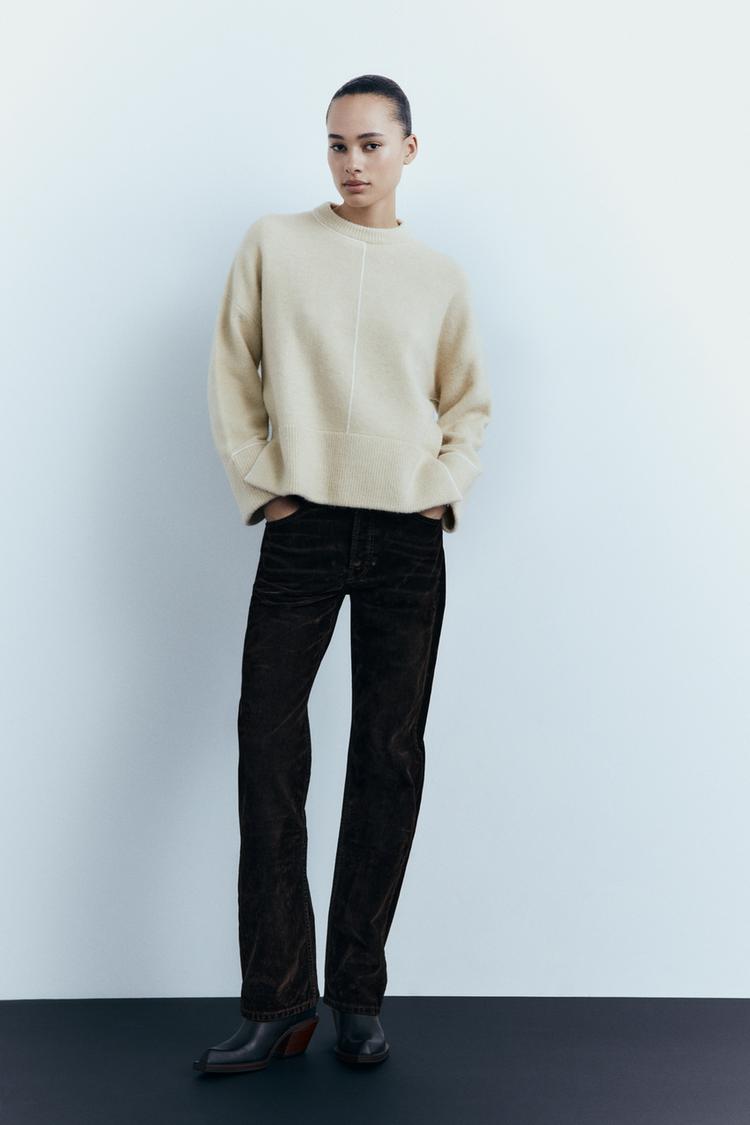 KNIT SWEATER WITH PIPING