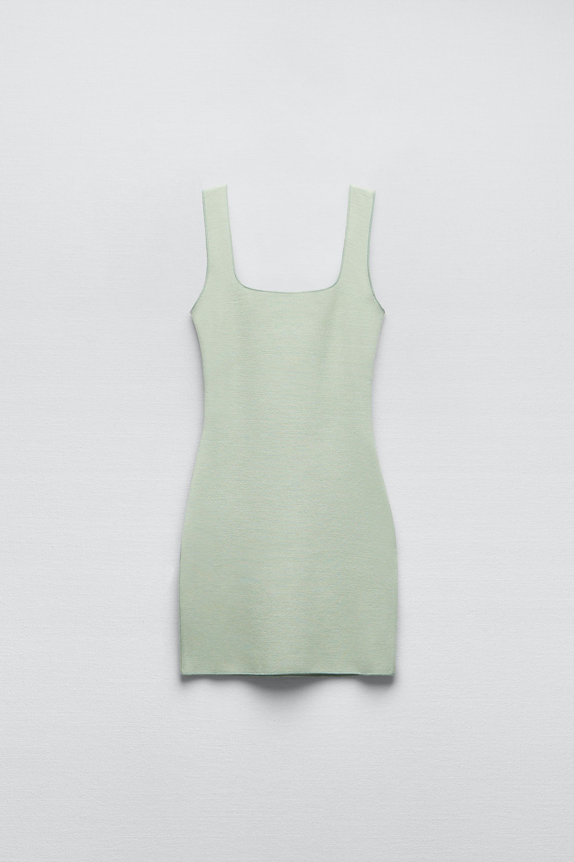 SHORT STRETCH KNIT DRESS Sea green ZARA Cambodia
