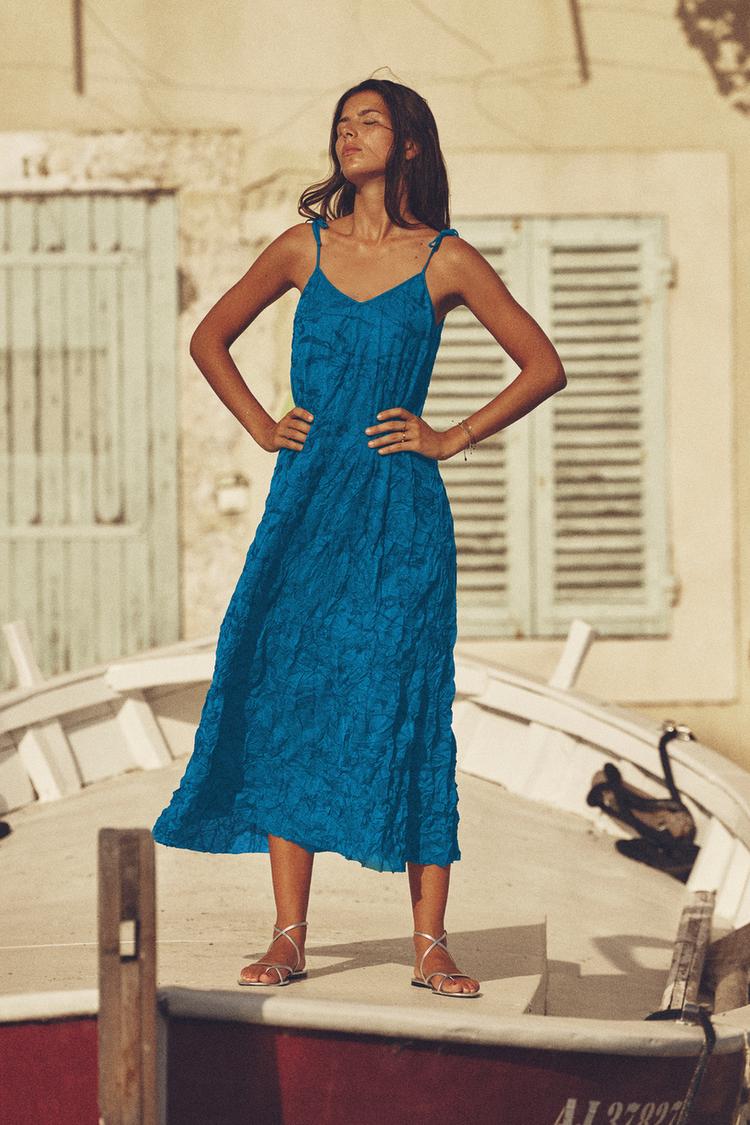 CREASED JACQUARD DRESS