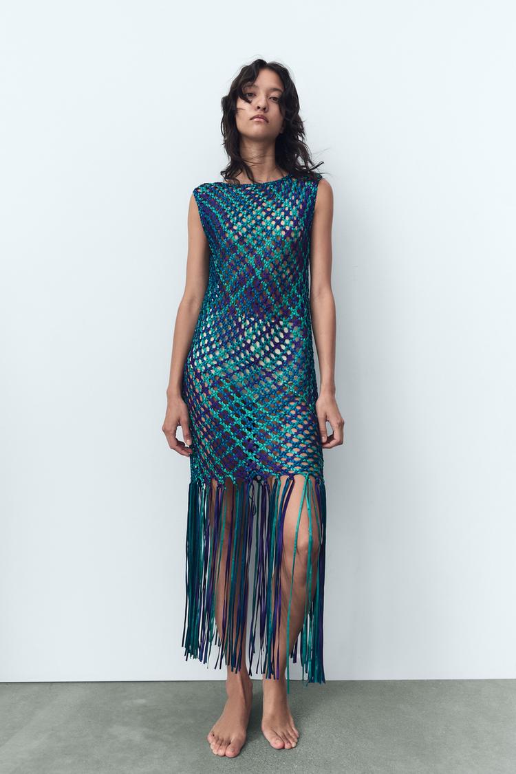 BRAIDED SATIN DRESS