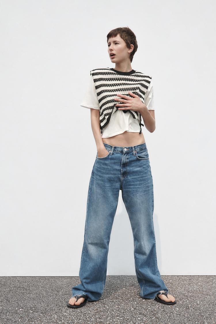 CONTRAST T-SHIRT WITH CHUNKY KNIT VEST DETAIL