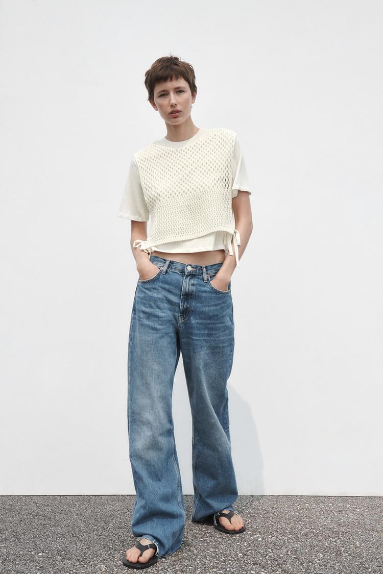 CONTRAST T-SHIRT WITH CHUNKY KNIT VEST DETAIL