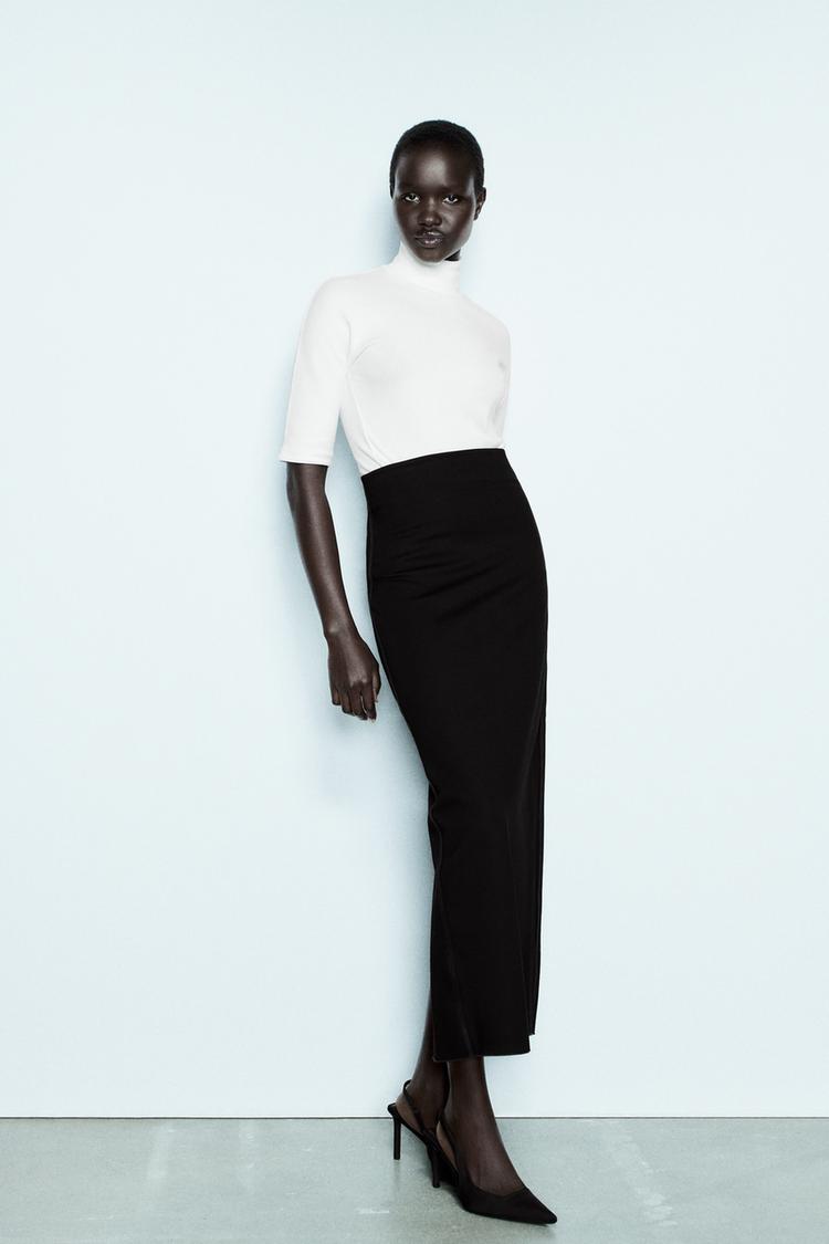 MOCK NECK COTTON T-SHIRT