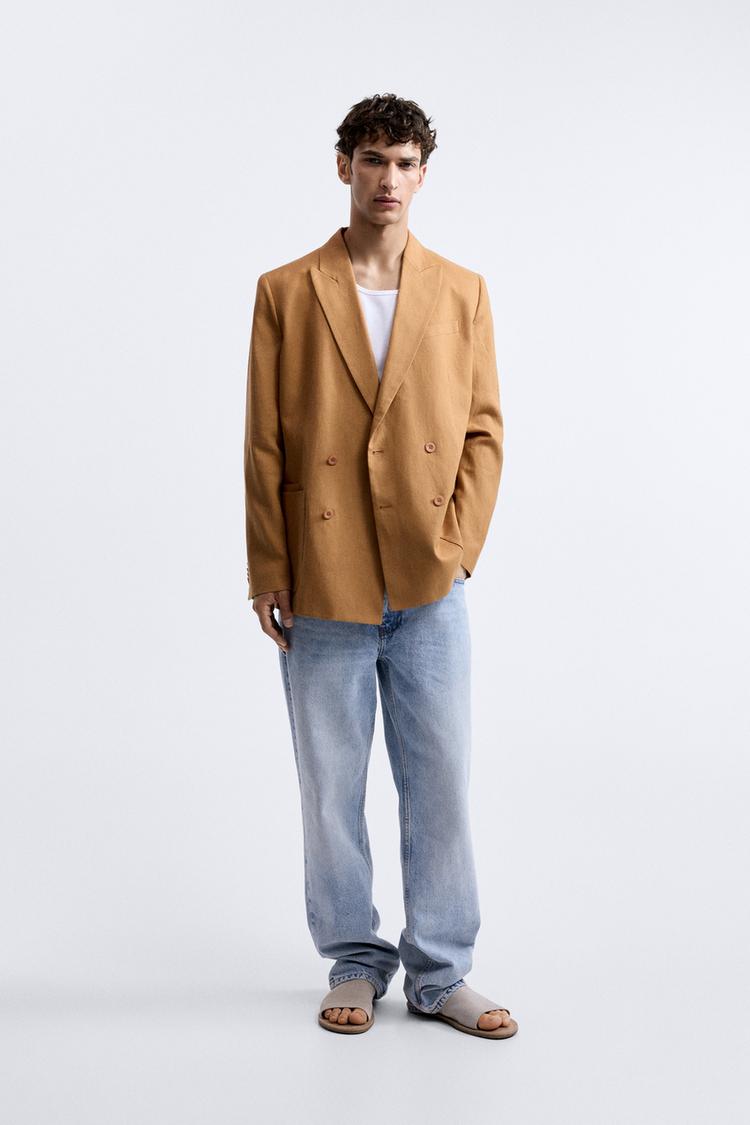 100% LINEN DOUBLE-BREASTED BLAZER