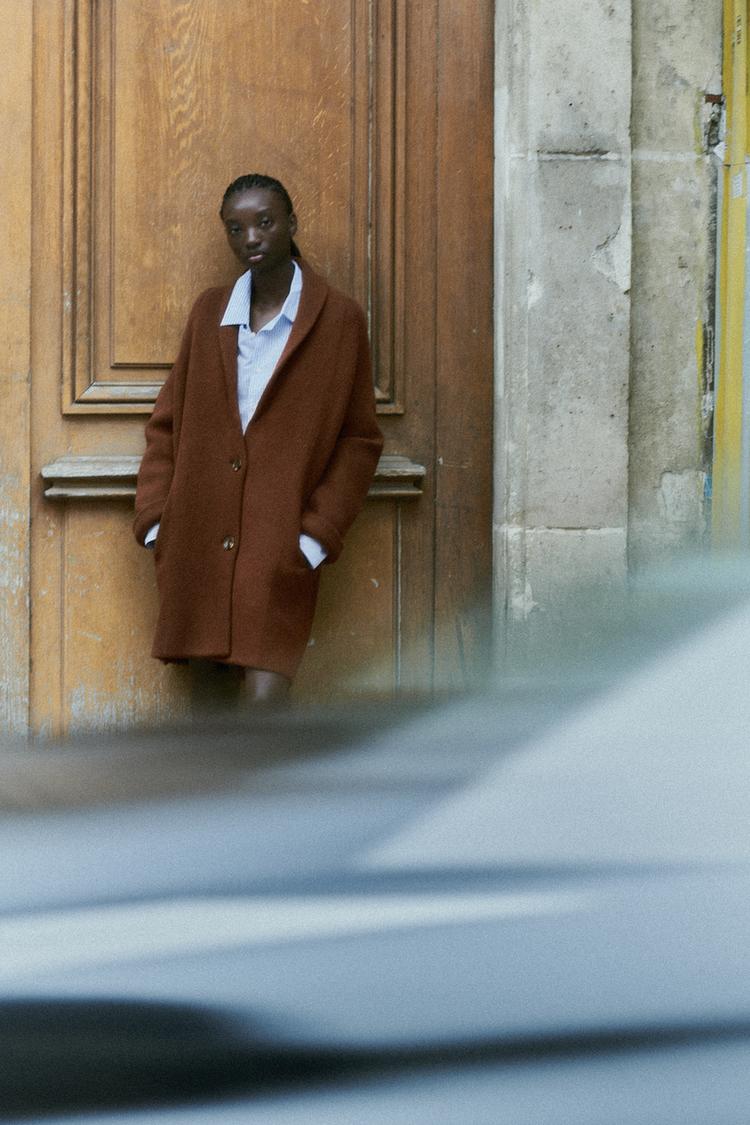 TURNED UP CUFF KNIT COAT