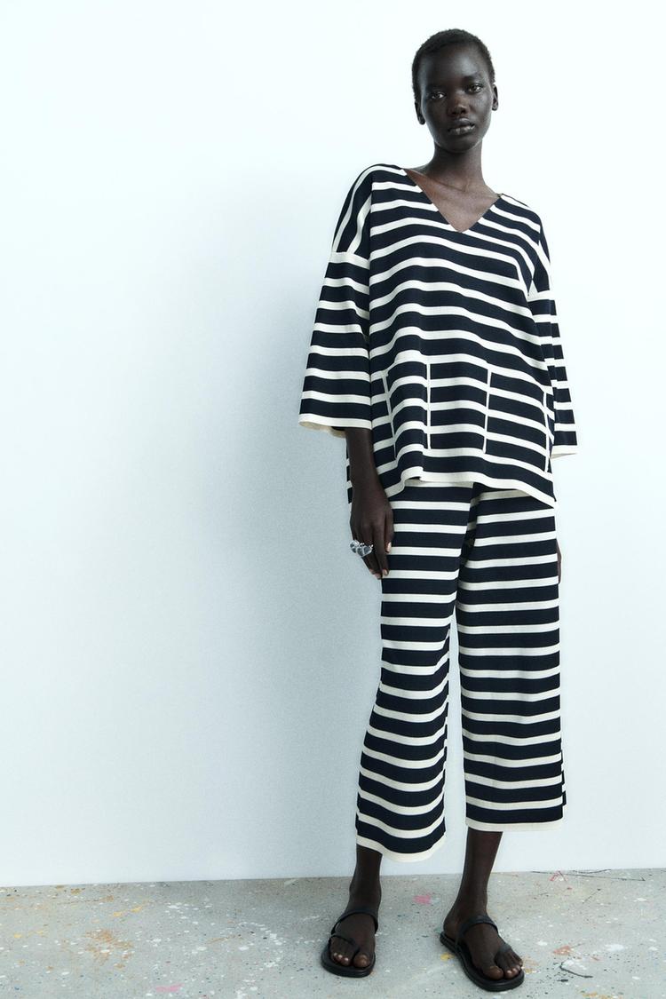 KNIT STRIPED CULOTTES