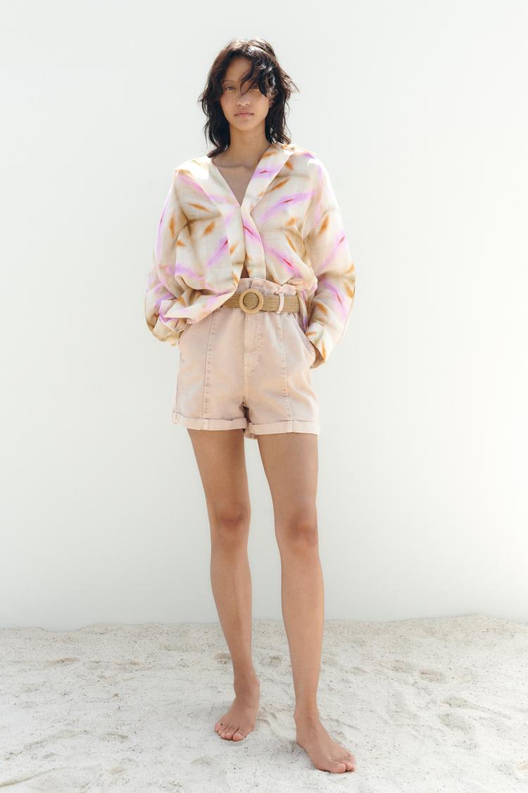 Z1975 BAGGY BELTED DENIM BERMUDA SHORTS