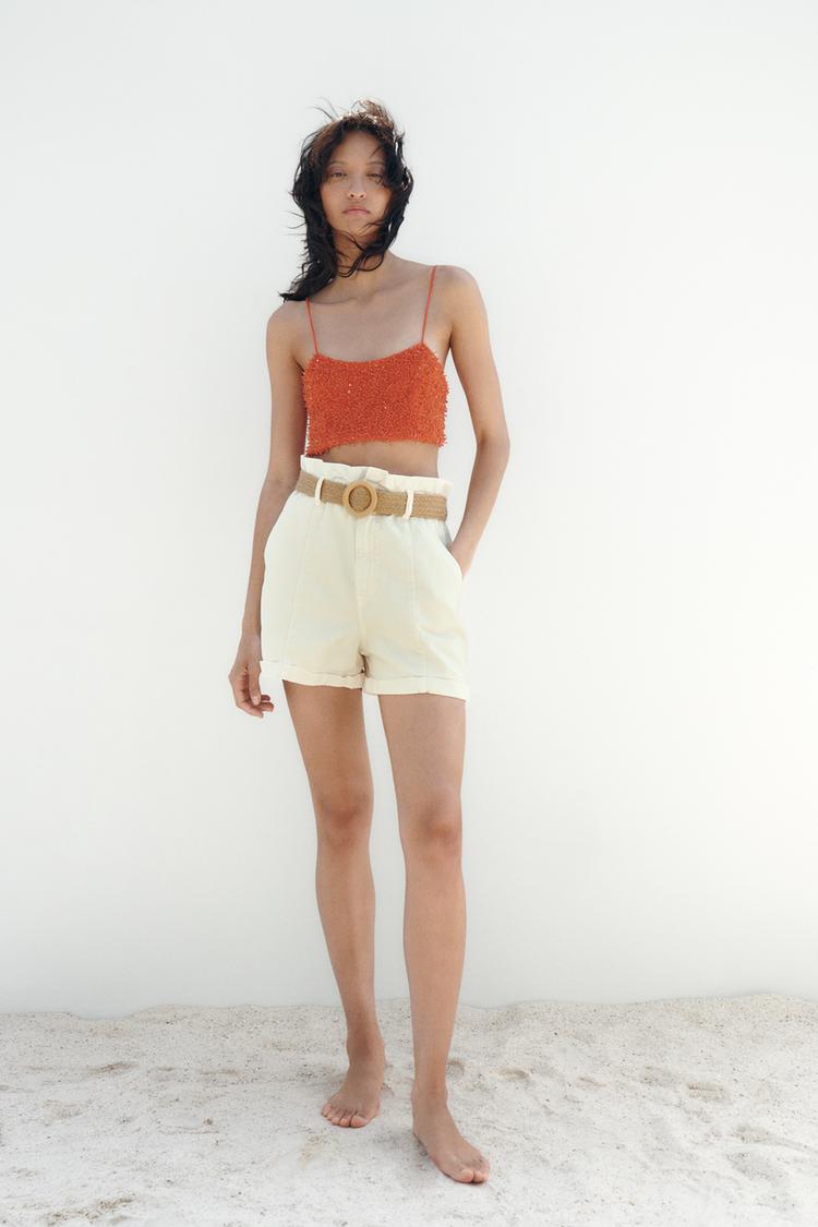 Z1975 BAGGY BELTED DENIM BERMUDA SHORTS - Zara product image