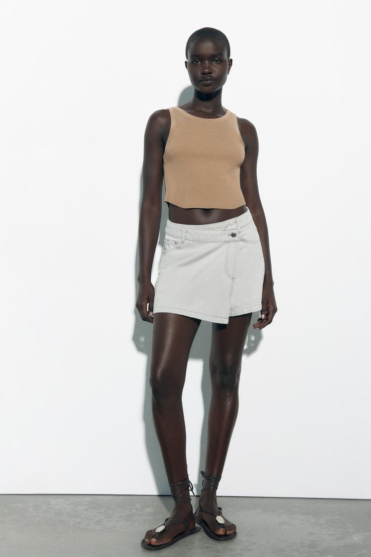 Z1975 DENIM SKORT WITH CROSSOVER FRONT