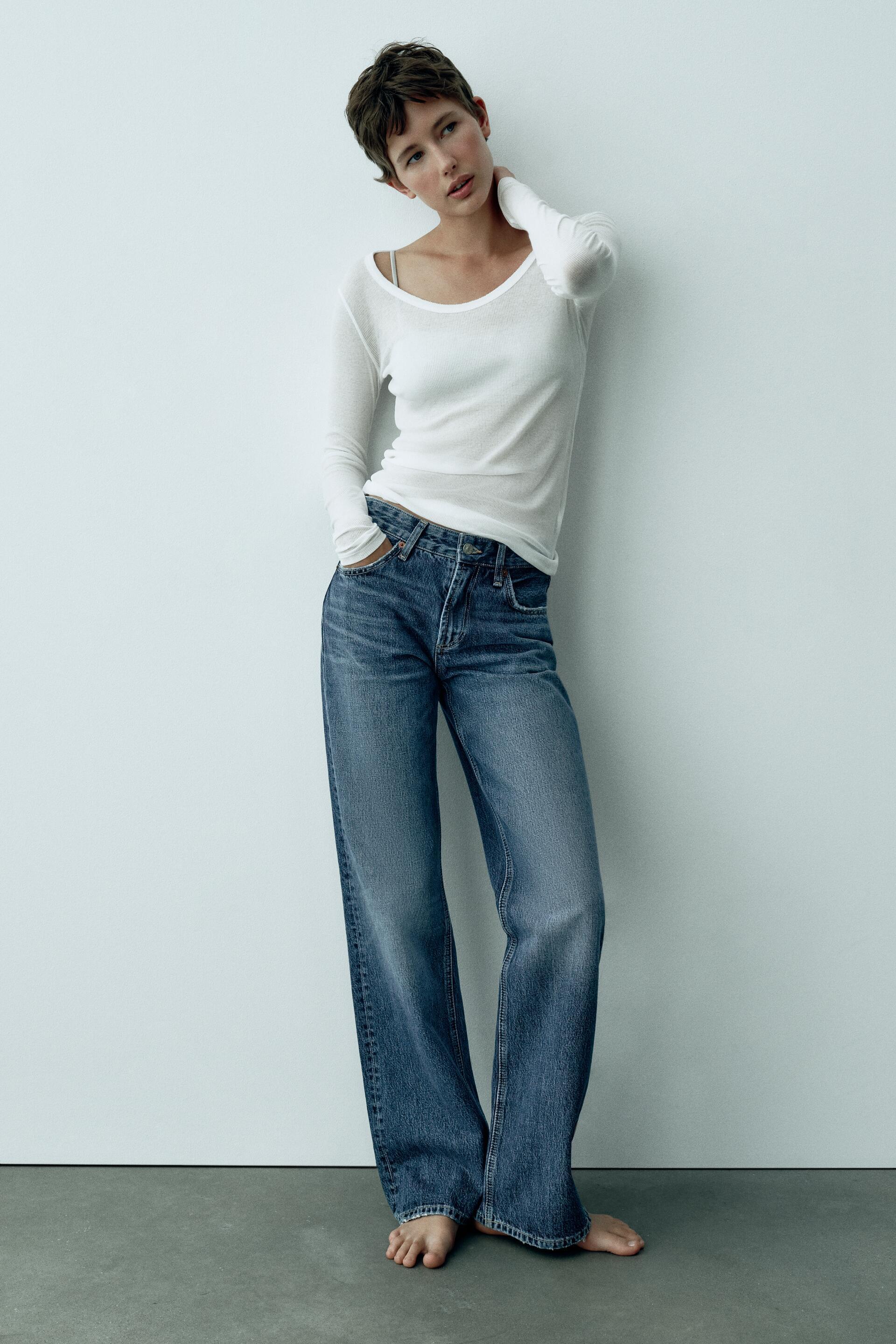 TRF WIDELEG MIDRISE FULL LENGTH JEANS Navy blue ZARA South Africa