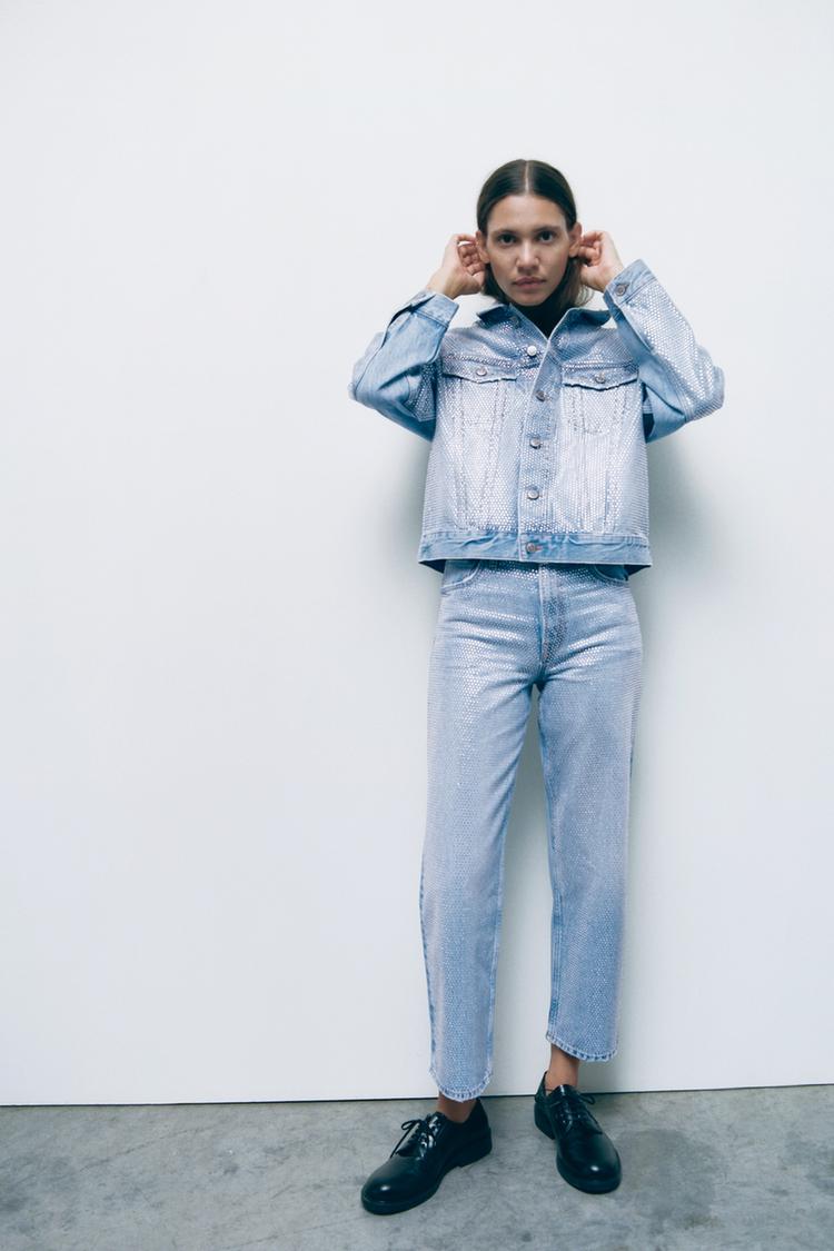 ZW BOYFRIEND HIGH-WAIST RHINESTONE JEANS