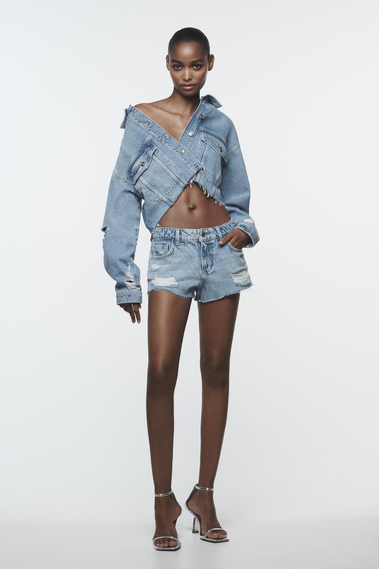 Z1975 MINI DENIM RIPPED BERMUDA SHORTS