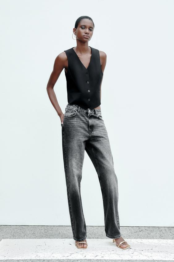 JEANS Z1975 RECTOS TIRO ALTO LONG LENGTH Negro ZARA Chile