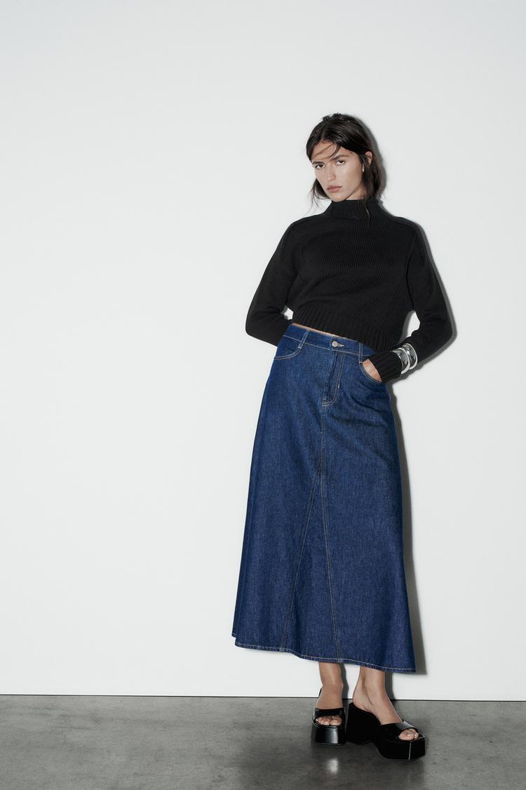 Z1975 DENIM MIDI CAPE SKIRT