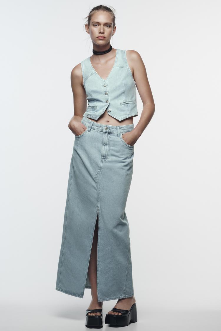 Z1975 DENIM CROPPED WAISTCOAT