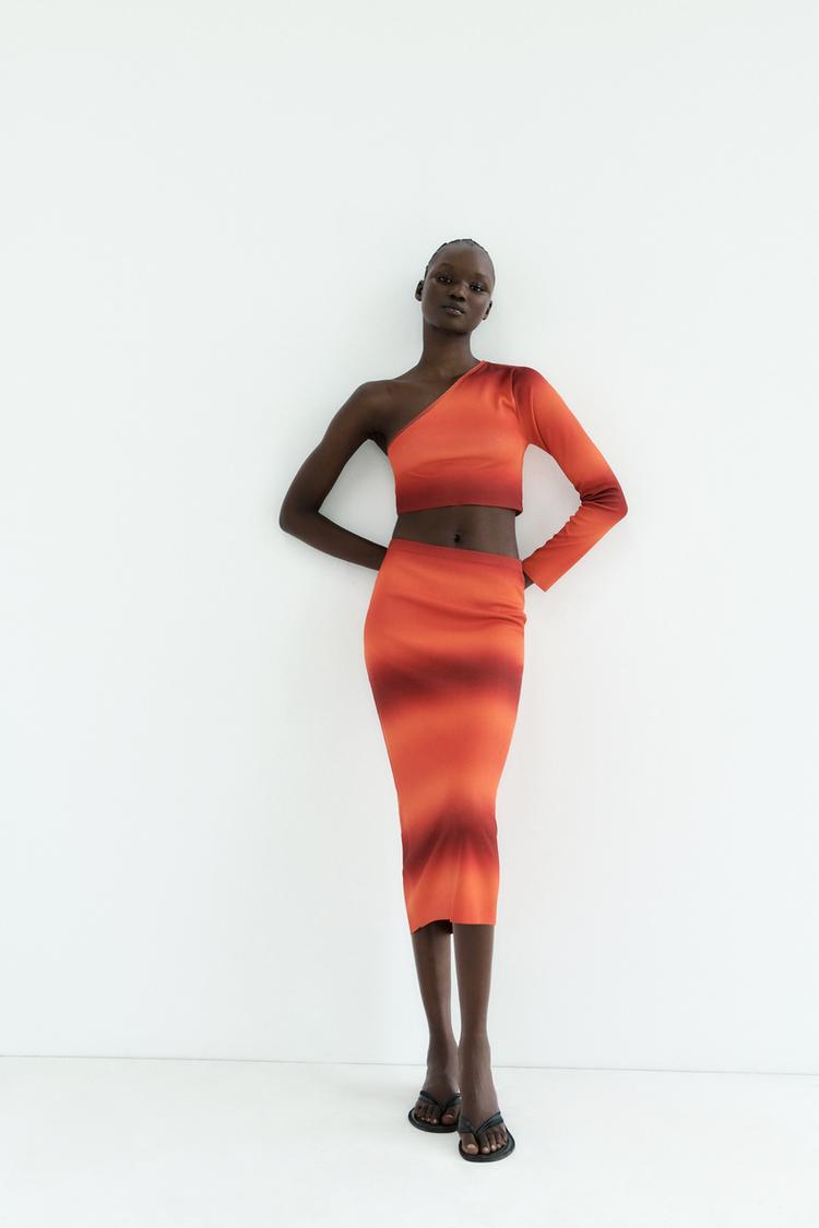 TIE-DYE KNIT MIDI SKIRT