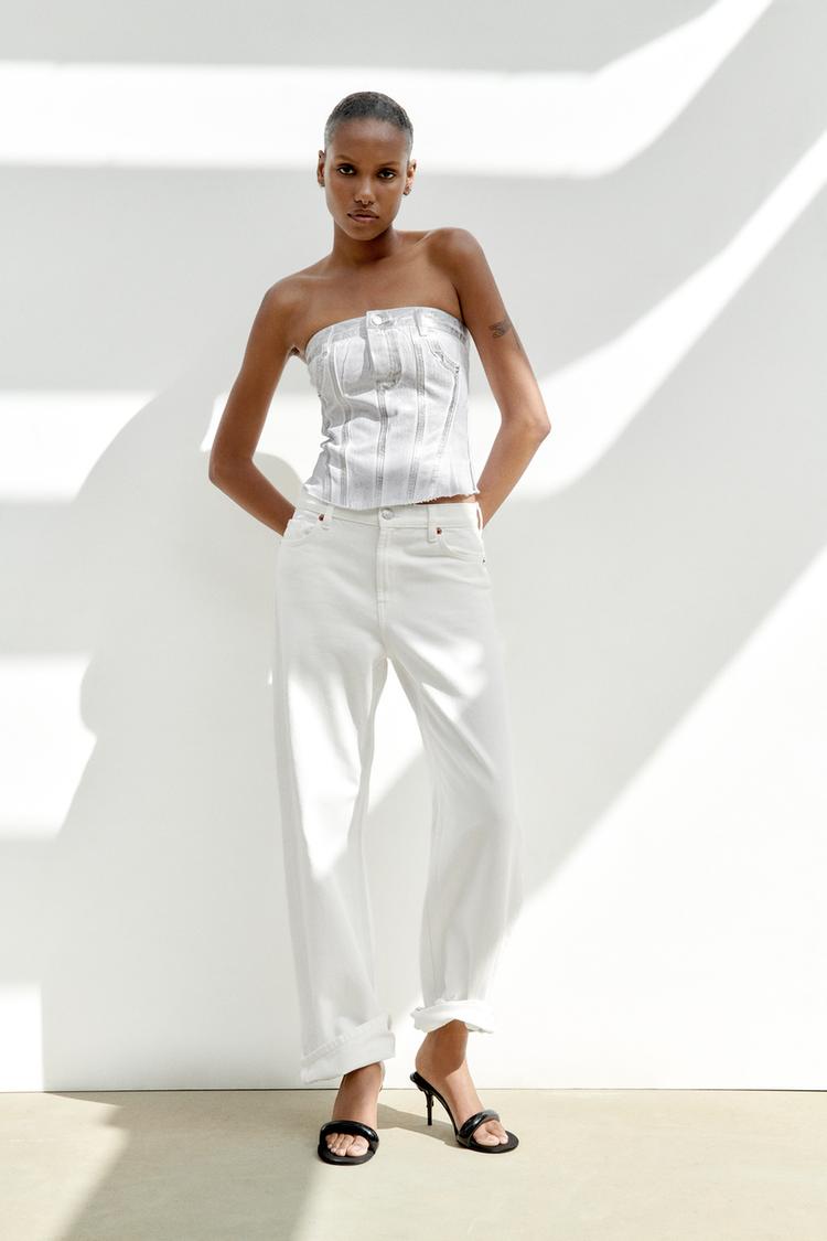 METALLIC STRAPLESS TOP