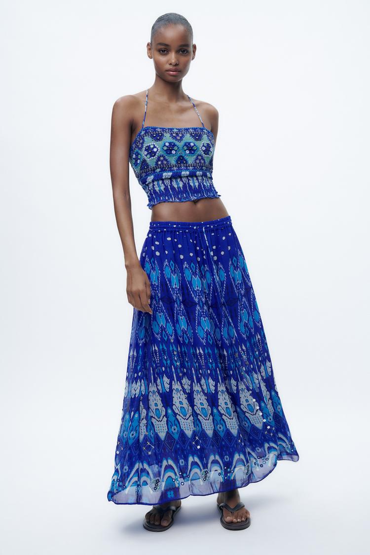 PRINTED MIDI SKIRT