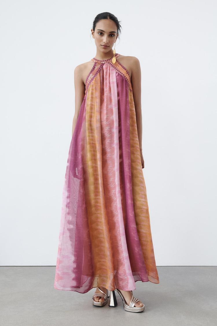 TIE-DYE DRESS WITH SEQUINS