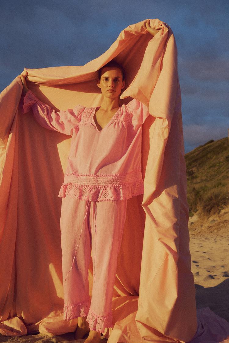 EMBROIDERED COTTON TROUSERS