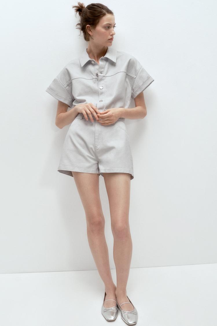 DENIM TRF SHIMMERY PLAYSUIT