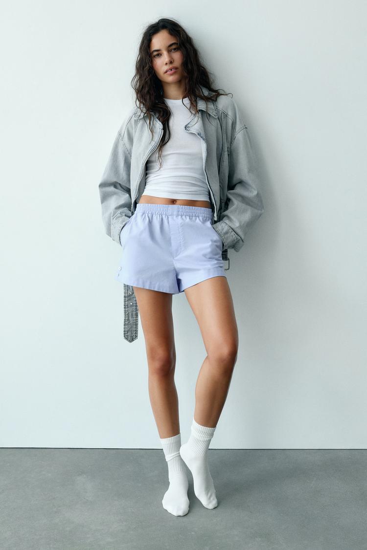 POPLIN SHORTS WITH BUTTONS