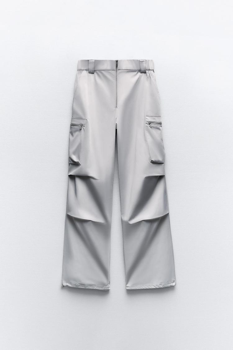 SATIN TROUSERS WITH ZIPS