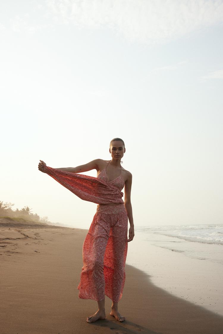 PRINTED BEADED MINI DRESS