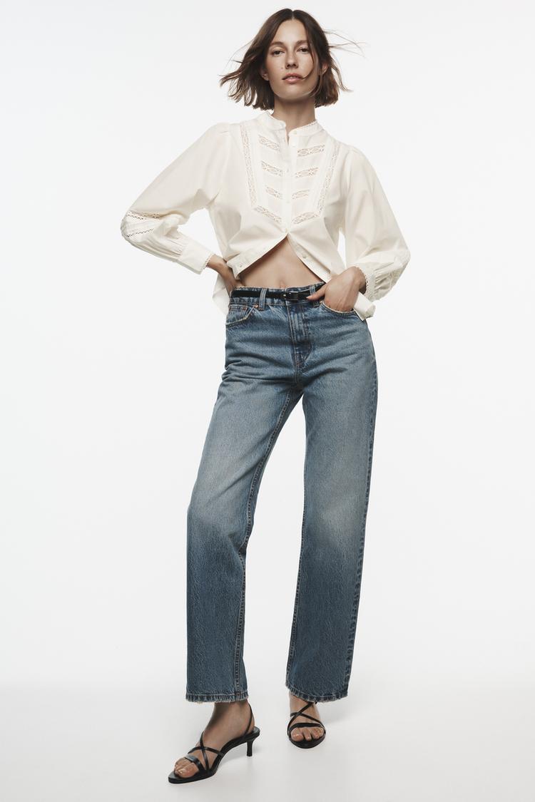 POPLIN SHIRT WITH LACE TRIMS