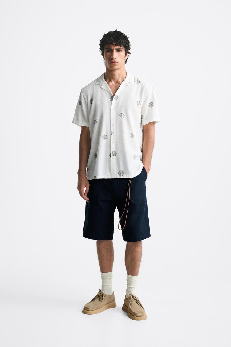 LINEN - COTTON EMBROIDERED SHIRT