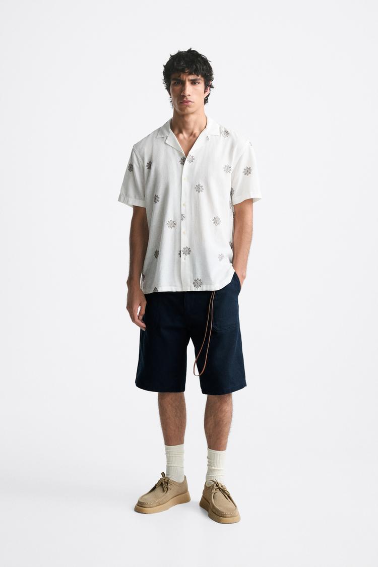 LINEN - COTTON EMBROIDERED SHIRT