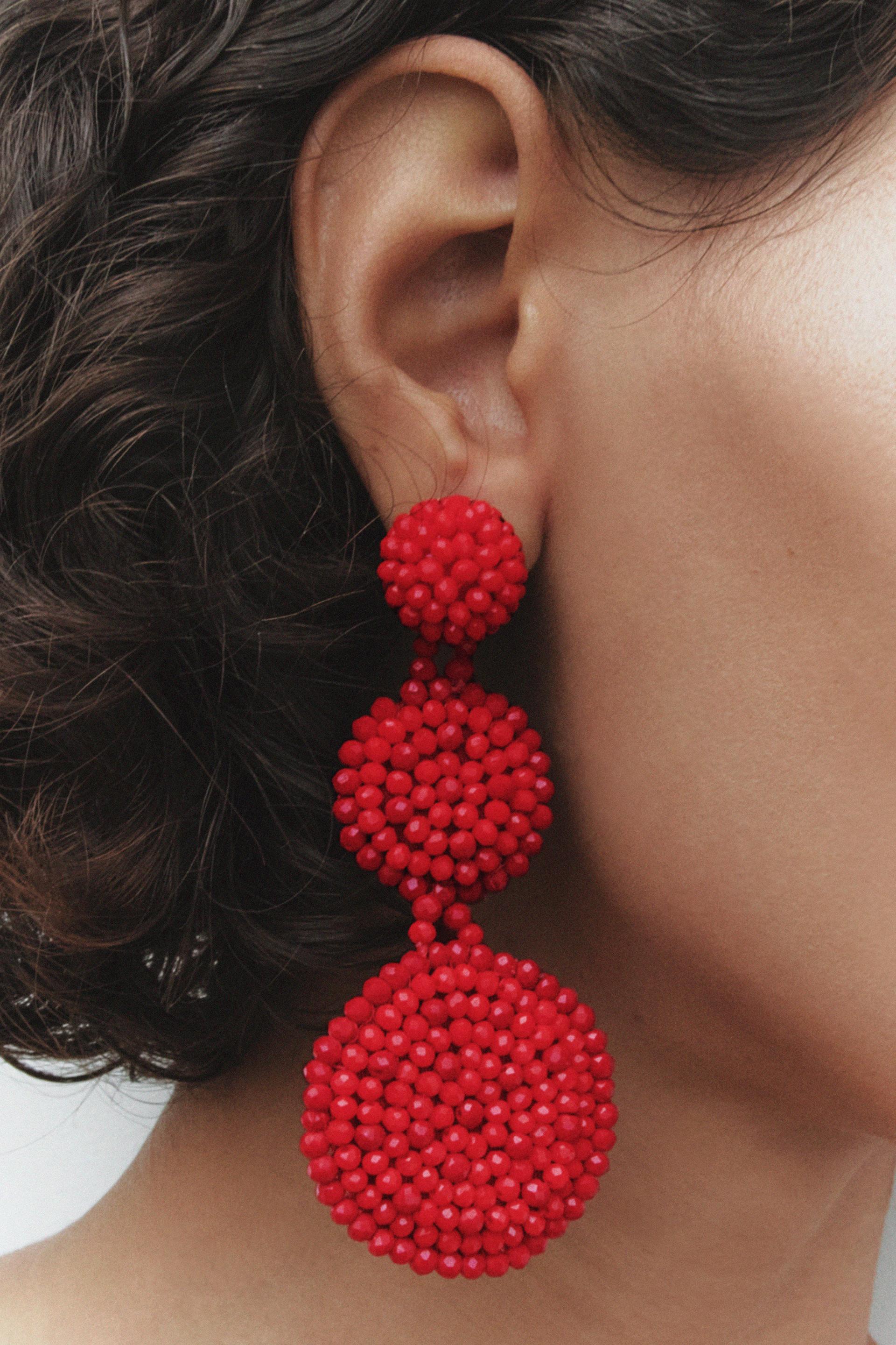 Rectangular Red Earrings Red Earrings