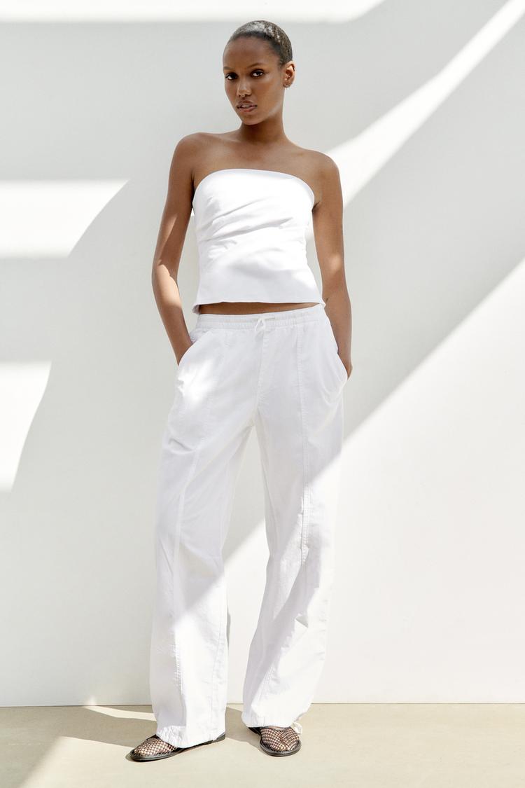 STRAPLESS POPLIN TOP