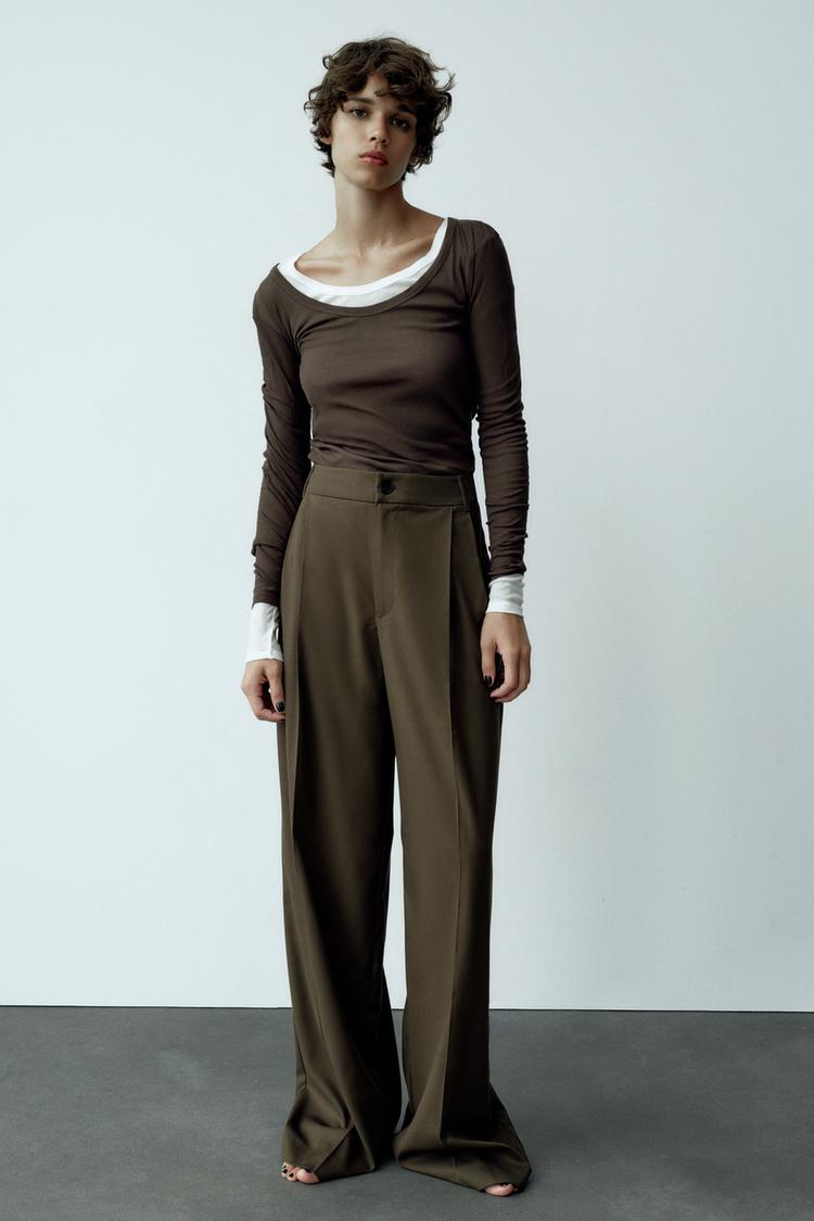 FULL-LENGTH PLEATED PANTS