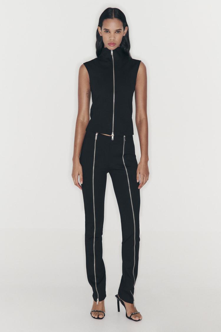 STRETCH LEGGINGS WITH ZIPS