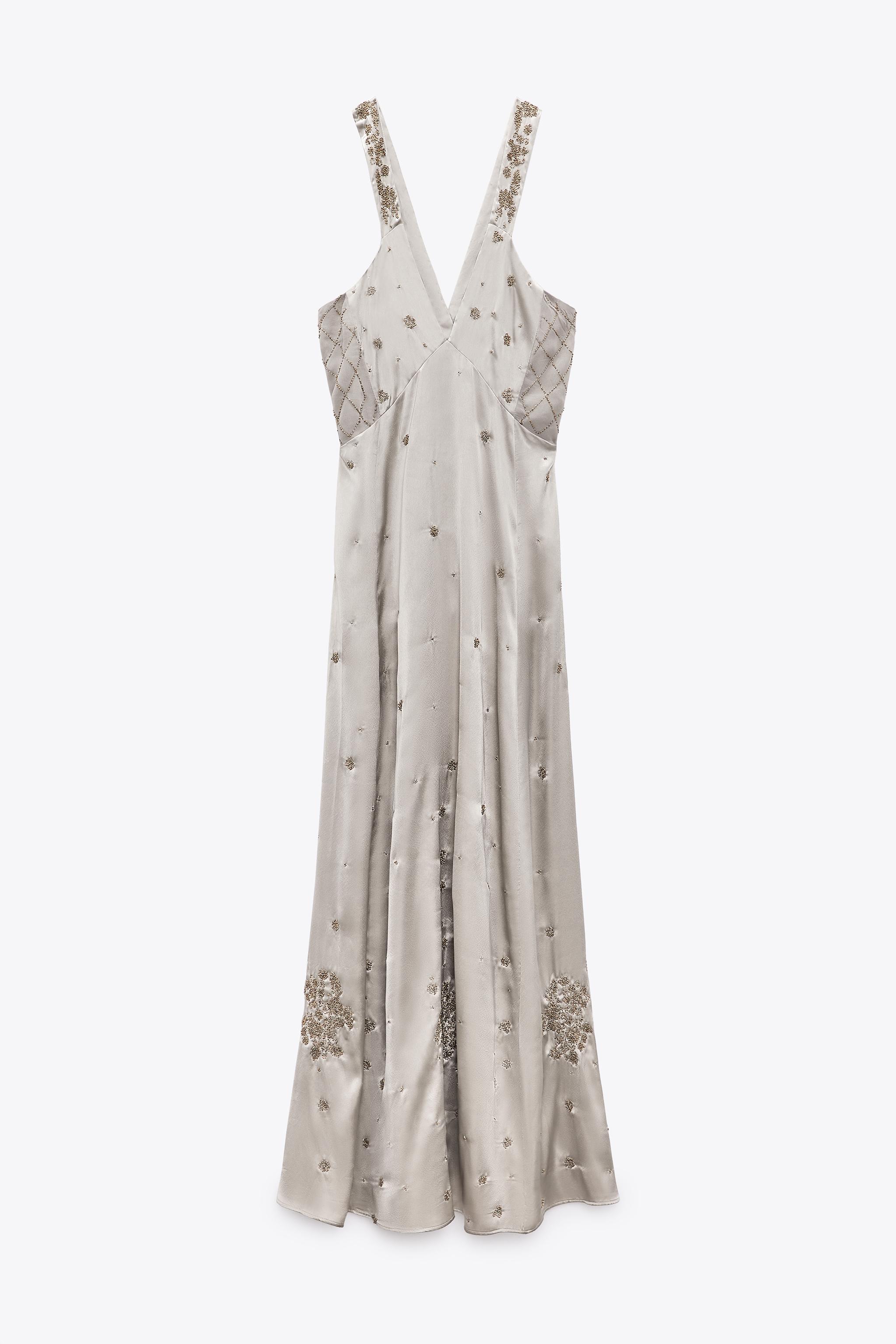 Zara EMBROIDERED SATIN EFFECT DRESS LIMITED EDITION | Mall Zara EMBROIDERED SATIN EFFECT DRESS LIMITED EDITION | Mall
