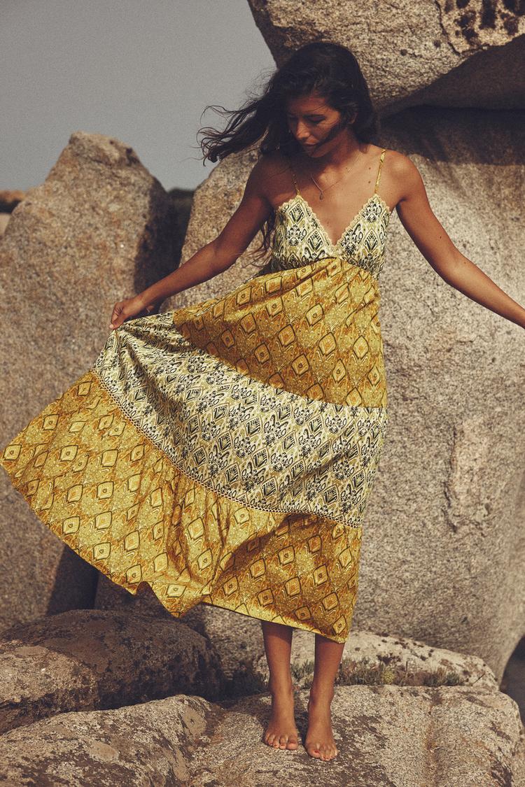 PANELLED PRINTED DRESS