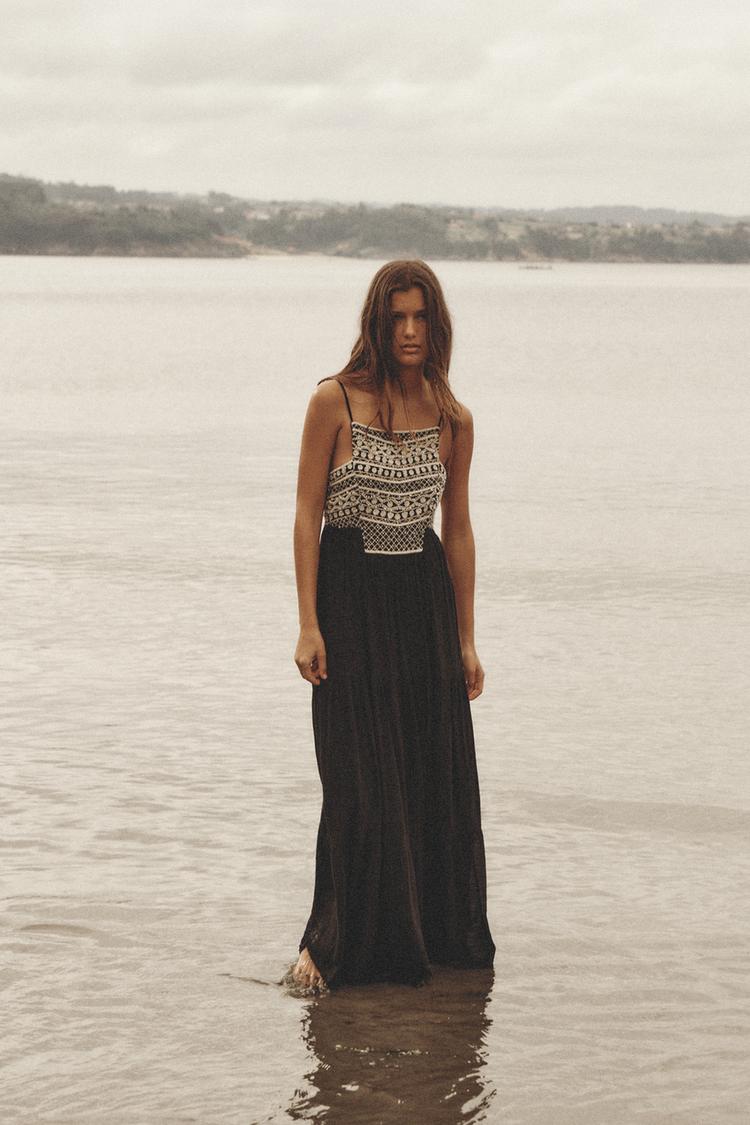 EMBROIDERED DRESS WITH BEADING