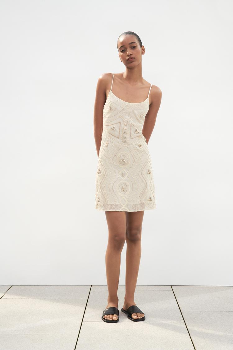 DRESS WITH SEASHELLS AND EMBROIDERY