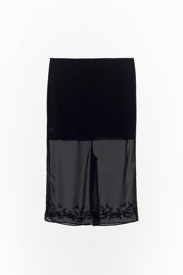 EMBELLISHED MIDI SKIRT