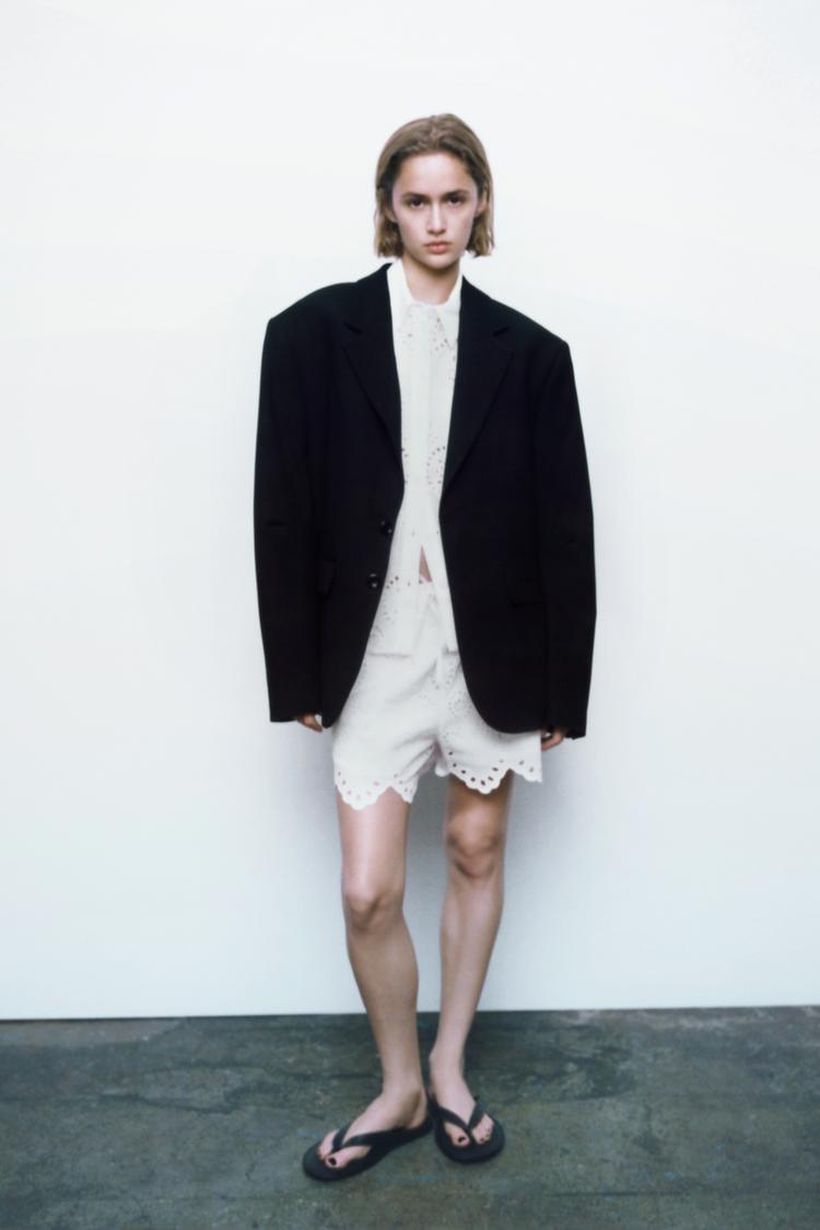 SHORTS WITH CUTWORK EMBROIDERY