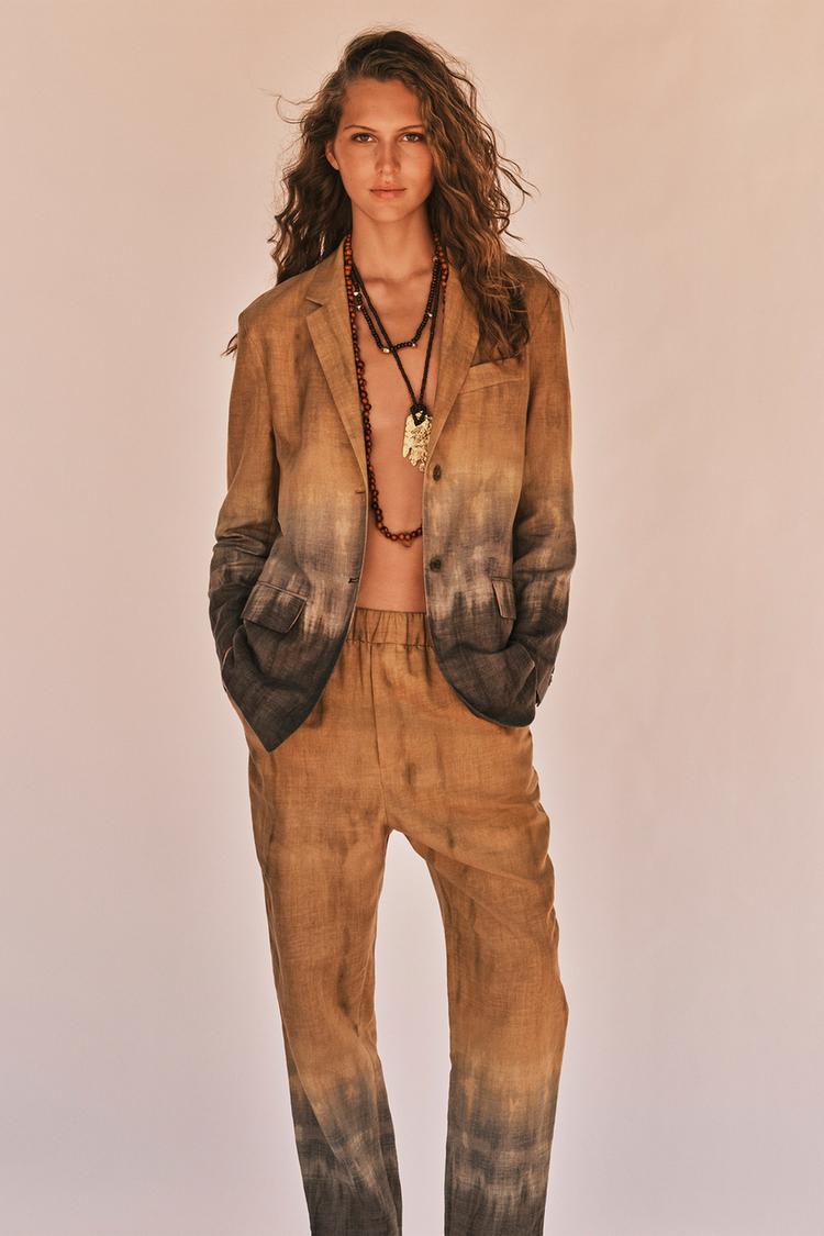 TIE-DYE LINEN BLEND BLAZER