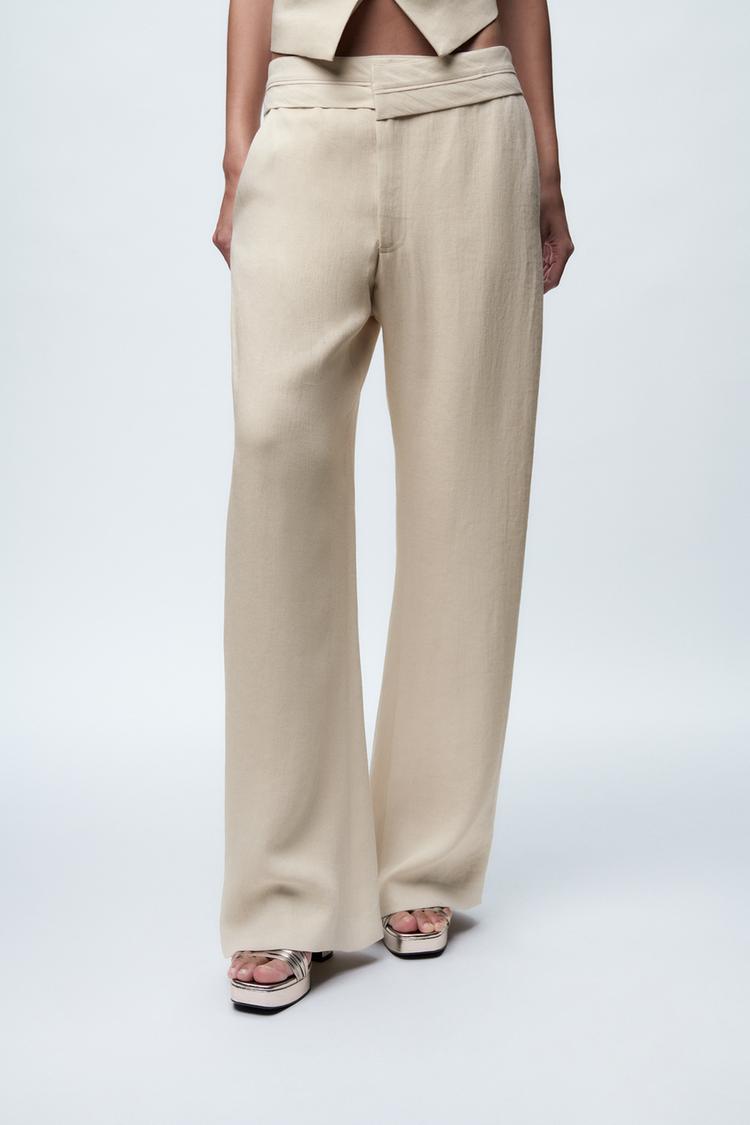 CONTRAST LINEN BLEND TROUSERS
