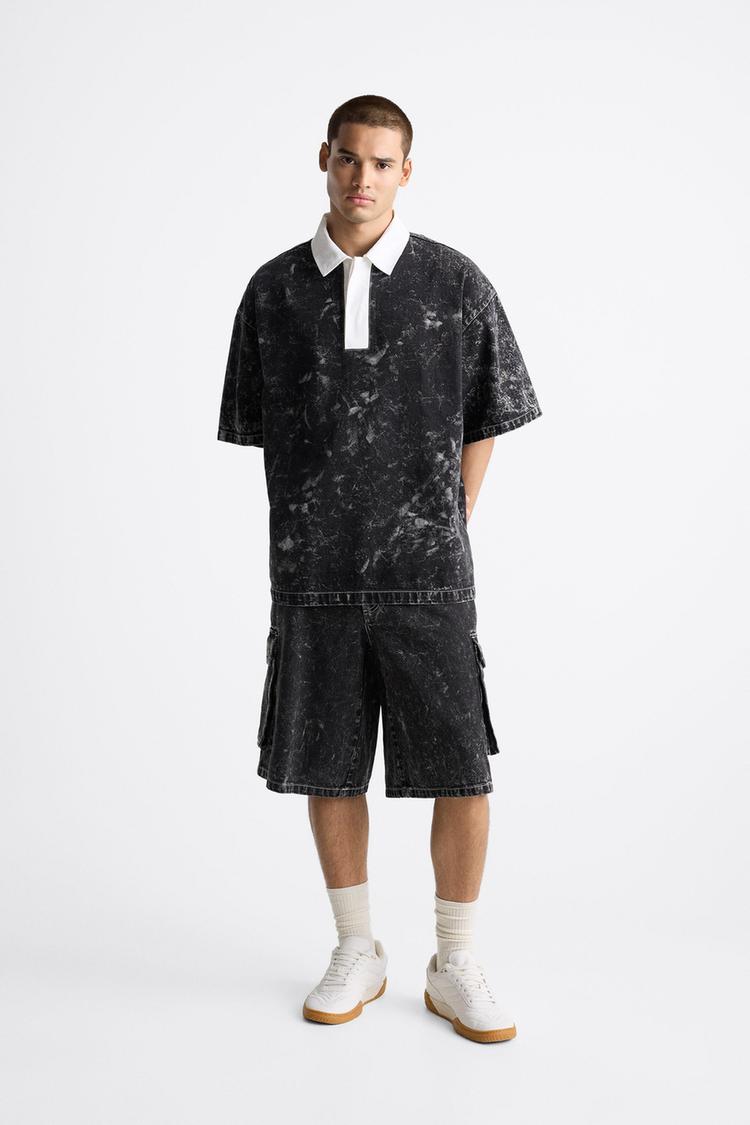 ACID WASH CARGO BERMUDA SHORTS